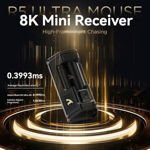 R5Ultra 8K Wireless Gaming Mouse with 42,000 DPI -PAW3950 MAX Sensor -39g Ultra-Lightweight Carbon Fiber -Nordic 52840 MCU Chip-Wired/BT/2.4GHz Wireless Programmable Mouse Griptape for PC/Mac (Black) image