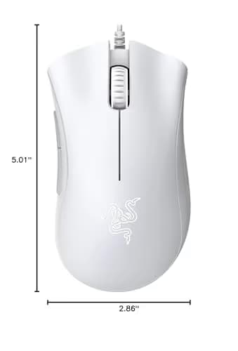Razer DeathAdder Essential Gaming Mouse: 6400 DPI Optical Sensor - 5 Programmable Buttons - Mechanical Switches - Rubber Side Grips - Mercury White,(Pack of 10) image