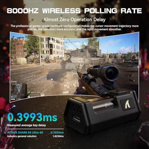 R5Ultra 8K Carbon Fiber Wireless Gaming Mouse with 42000 DPI -PAW3950 MAX Sensor -39g Ultra-Lightweight-Nordic 52840 MCU Chip-Wired/BT/2.4GHz Wirelss Programmable Mouse Tape for PC/Mac (Red) image