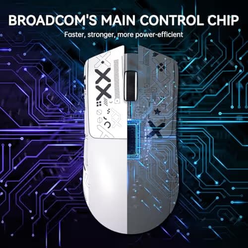 ATTACK SHARK X11 Lightweight Wireless Gaming Mouse with RGB Charging Dock,Tri-Mode-2.4G/USB-C Wired/BT,22K DPI,PAW3311 Optical Sensor,HUYU Switch, 5 programmable Buttons for PC/Mac(White&Sticker) image
