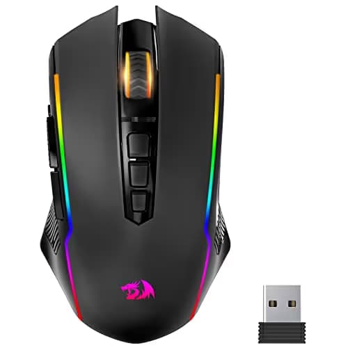 Redragon Gaming Mouse, Wireless Mouse Gaming with 8000 DPI, PC Gaming Mice with Fire Button, RGB Backlit Programmable Ergonomic Mouse Gamer, Rechargeable, 70Hrs for Windows, Mac Gamer, Black main image