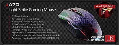 Bloody Optical Gaming Mouse with Light Strike (LK) Switch & Scroll - Fully Programmable and Advance Macros (A70 II) image