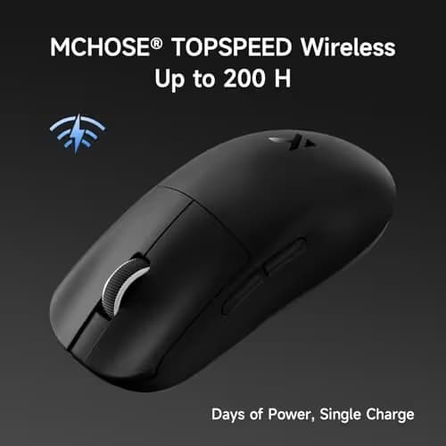 MCHOSE L7 Ultra+ Wireless Gaming Mouse, Lightweight 48g, Ergonomic Mouse with 42K DPI, PAW3950, Optical Switch, 20000 FPS, Dual 8K Polling and 7 Programmable Buttons, 3-Mode Connect, PC/Mac - Black image