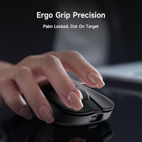 MCHOSE L7 Ultra+ Wireless Gaming Mouse, Lightweight 48g, Ergonomic Mouse with 42K DPI, PAW3950, Optical Switch, 20000 FPS, Dual 8K Polling and 7 Programmable Buttons, 3-Mode Connect, PC/Mac - Black image