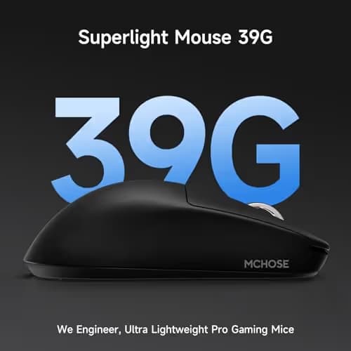 MCHOSE L7 Ultra+ Wireless Gaming Mouse, Lightweight 48g, Ergonomic Mouse with 42K DPI, PAW3950, Optical Switch, 20000 FPS, Dual 8K Polling and 7 Programmable Buttons, 3-Mode Connect, PC/Mac - Black image