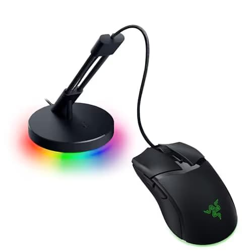 Razer Cobra Wired Gaming Mouse & Mouse Bungee V3 Chroma: 58g Lightweight Design - Gen-3 Optical Switches -100% PTFE Feet - Speedflex Cable - Drag-Free Wired Mouse Support - Chroma RGB Lighting - Black image
