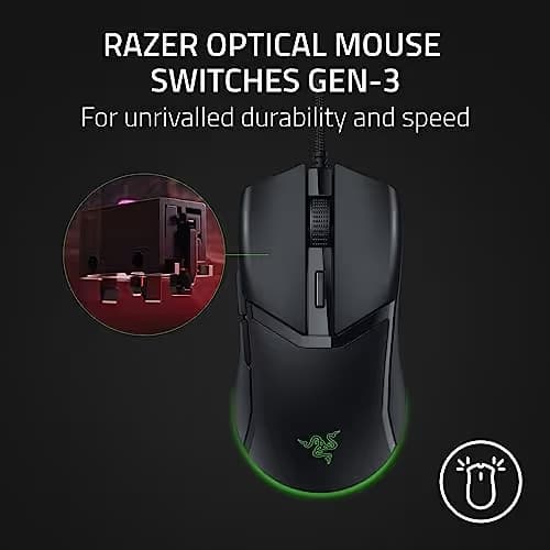 Razer Cobra Wired Gaming Mouse & Mouse Bungee V3 Chroma: 58g Lightweight Design - Gen-3 Optical Switches -100% PTFE Feet - Speedflex Cable - Drag-Free Wired Mouse Support - Chroma RGB Lighting - Black image