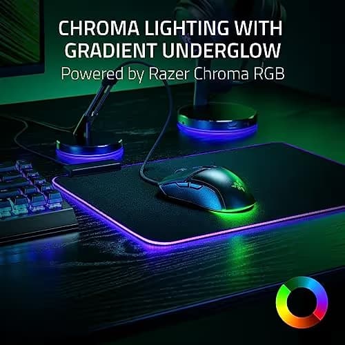 Razer Cobra Wired Gaming Mouse & Mouse Bungee V3 Chroma: 58g Lightweight Design - Gen-3 Optical Switches -100% PTFE Feet - Speedflex Cable - Drag-Free Wired Mouse Support - Chroma RGB Lighting - Black image