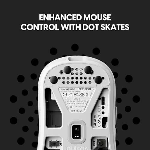 Pulsar Gaming Gears X2N Crazylight Wireless Gaming Mouse, Ultra Lightweight 1.38 oz (39g), Optical Switch, 32000 DPI, 750 IPS, XS-1 Sensor, 8k Compatible (Medium, Uyuni White) image