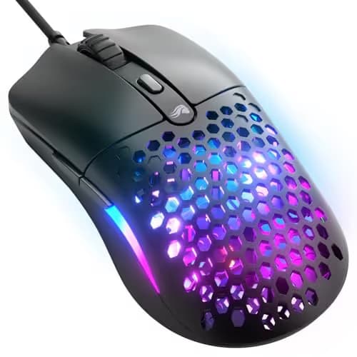 GLORIOUS Model O Eternal Ultralight RGB Gaming Mouse - Wired - 55g Lightweight - Customizable RGB Lighting - 6 Programmable Buttons - Symmetrical Design - 12K DPI Optical Sensor - PC/Mac - Black image