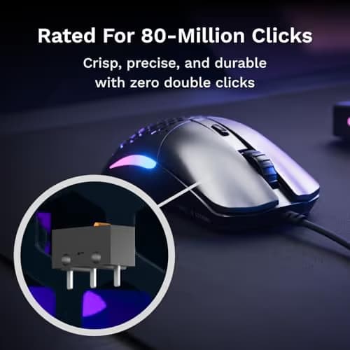 GLORIOUS Model O Eternal Ultralight RGB Gaming Mouse - Wired - 55g Lightweight - Customizable RGB Lighting - 6 Programmable Buttons - Symmetrical Design - 12K DPI Optical Sensor - PC/Mac - Black image