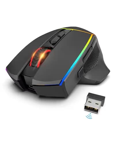 Redragon Wireless Gaming Mouse, Tri-Mode 2.4G/Bluetooth/USB-C, 7 Programmable Buttons, Tactile Rapid Fire Key, 8000 DPI RGB Ergonomic Mouse for PC Windows Gaming & Work, M814 image