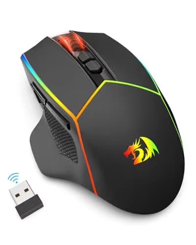 Redragon Wireless Gaming Mouse, Tri-Mode 2.4G/Bluetooth/USB-C, 7 Programmable Buttons, Tactile Rapid Fire Key, 8000 DPI RGB Ergonomic Mouse for PC Windows Gaming & Work, M814 image