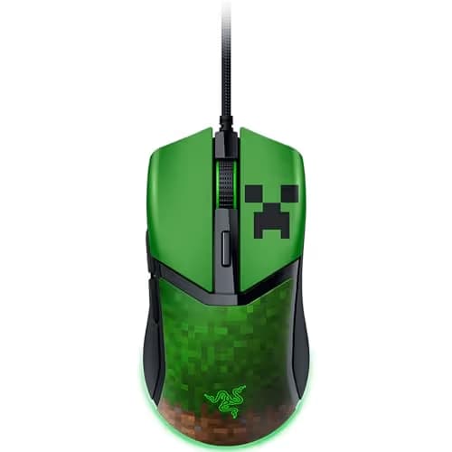 Razer Cobra Wired Gaming Mouse: 58g Lightweight - Gen-3 Optical Switches - Chroma RGB Lighting Underglow - Precise 8500 DPI Optical Sensor - 100% PTFE Mouse Feet - Speedflex Cable - Minecraft Edition image