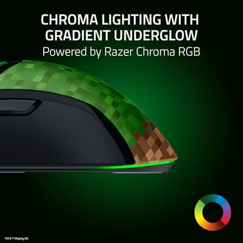 Razer Cobra Wired Gaming Mouse: 58g Lightweight - Gen-3 Optical Switches - Chroma RGB Lighting Underglow - Precise 8500 DPI Optical Sensor - 100% PTFE Mouse Feet - Speedflex Cable - Minecraft Edition image