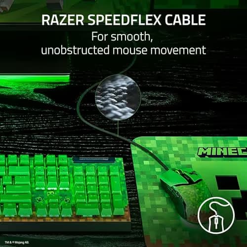 Razer Cobra Wired Gaming Mouse: 58g Lightweight - Gen-3 Optical Switches - Chroma RGB Lighting Underglow - Precise 8500 DPI Optical Sensor - 100% PTFE Mouse Feet - Speedflex Cable - Minecraft Edition image