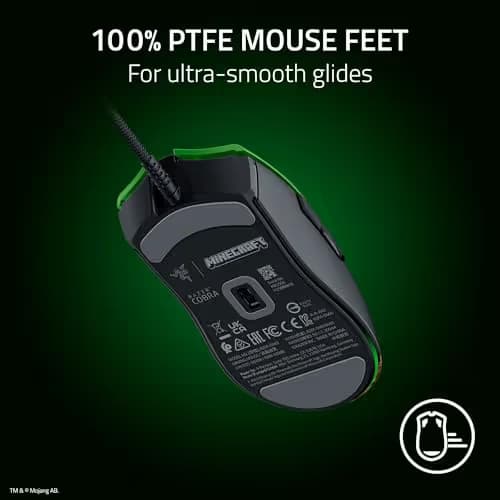 Razer Cobra Wired Gaming Mouse: 58g Lightweight - Gen-3 Optical Switches - Chroma RGB Lighting Underglow - Precise 8500 DPI Optical Sensor - 100% PTFE Mouse Feet - Speedflex Cable - Minecraft Edition image