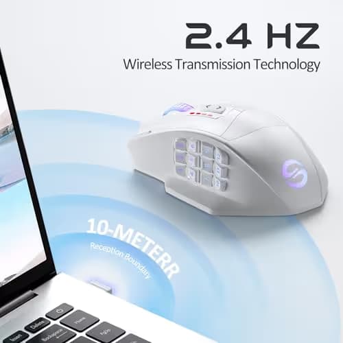 UtechSmart Venus Pro Wireless MMO Gaming Mouse, 16,000 DPI Optical Sensor, 2.4 GHz Transmission Technology, Ergonomic Design, 16M Chroma RGB Lighting, 16 Programmable Buttons, Up to 70H image