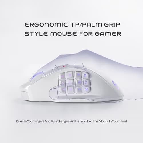 UtechSmart Venus Pro Wireless MMO Gaming Mouse, 16,000 DPI Optical Sensor, 2.4 GHz Transmission Technology, Ergonomic Design, 16M Chroma RGB Lighting, 16 Programmable Buttons, Up to 70H image