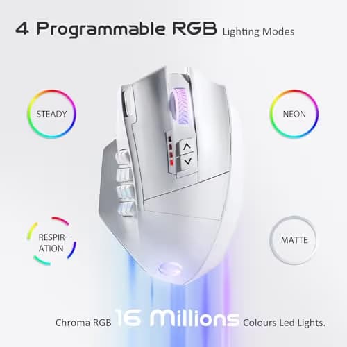 UtechSmart Venus Pro Wireless MMO Gaming Mouse, 16,000 DPI Optical Sensor, 2.4 GHz Transmission Technology, Ergonomic Design, 16M Chroma RGB Lighting, 16 Programmable Buttons, Up to 70H image