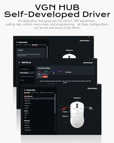 VGN Dragonfly F1 Pro Wireless Gaming Mouse, 49g Ultra-Lightweight, PAW3395 26K DPI Sensor, 4KHz Polling Rate Supported, Professional Esports Speed, Black image