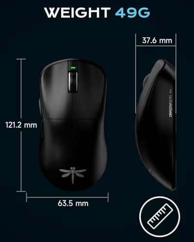 VGN Dragonfly F1 Pro Wireless Gaming Mouse, 49g Ultra-Lightweight, PAW3395 26K DPI Sensor, 4KHz Polling Rate Supported, Professional Esports Speed, Black image