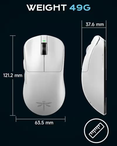 VGN Dragonfly F1 Pro Wireless Gaming Mouse, 49g Ultra-Lightweight, PAW3395 26K DPI Sensor, 4KHz Polling Rate Supported, Professional Esports Speed, White image
