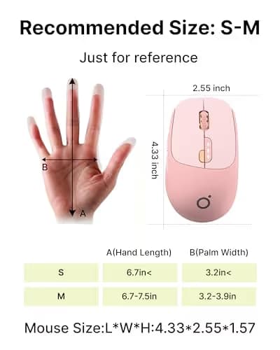 EWEADN Q5 Wireless Mouse, Bluetooth & 2.4G Quiet Computer Mouses with Battery Level Display, 1600 DPI, Ergonomic Office Mouse, 6 Button Portable Cute Computer Mouse for Laptop/PC/Mac - Rose Pink image