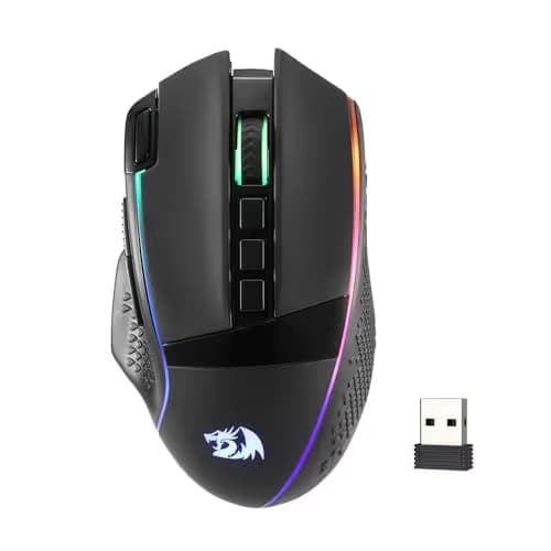 Redragon M991 Wireless Gaming Mouse, 26000 DPI 3-Mode Gamer Mice w/Rapid Fire Key, 9 Macro Buttons, Powerful Capacity and RGB Backlight for PC/Mac/Laptop, Black image