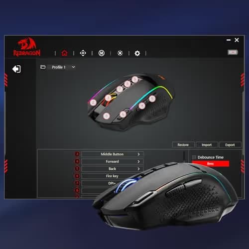 Redragon M991 Wireless Gaming Mouse, 26000 DPI 3-Mode Gamer Mice w/Rapid Fire Key, 9 Macro Buttons, Powerful Capacity and RGB Backlight for PC/Mac/Laptop, Black image