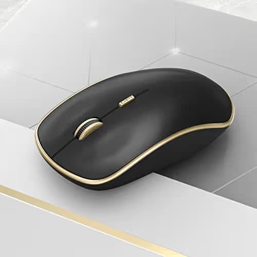 JOYACCESS Silent Wireless Mouse, Portable USB Mouse with 5 Adjustable DPI Levels for Desktop, Notebook, MacBook, Chromebook, PC (Black Gold) image