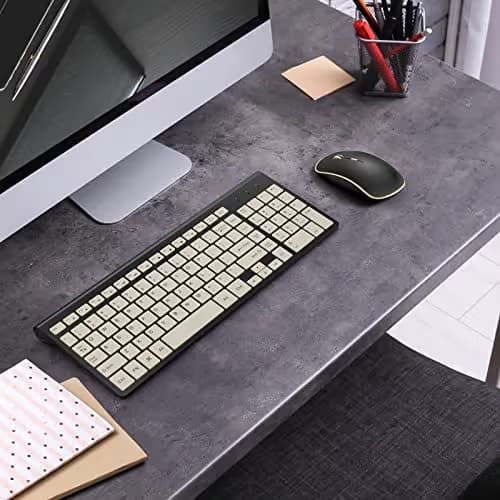JOYACCESS Silent Wireless Mouse, Portable USB Mouse with 5 Adjustable DPI Levels for Desktop, Notebook, MacBook, Chromebook, PC (Black Gold) image