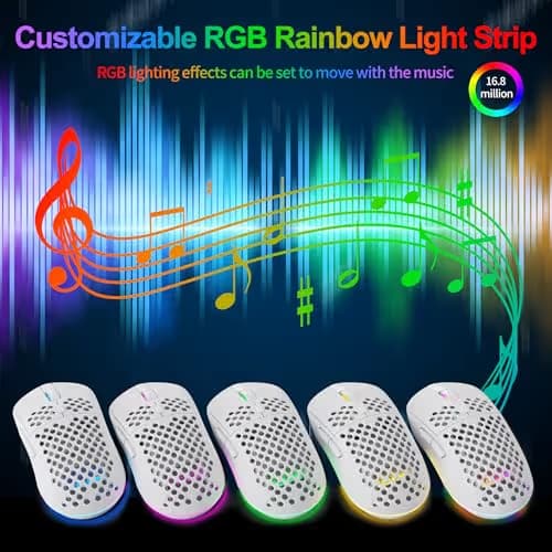 TMKB Falcon M1SE Ultralight Honeycomb Gaming Mouse, High-Precision 12800DPI Optical Sensor, 6 Programmable Buttons, Customizable RGB, Drag-Free Paracord, Ergonomic, Wired - Matte White image