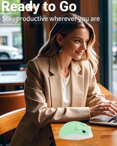 Wireless Mouse Cute Hamster Mice, Green Silent Portable Compact Lightweight 1200DPI USB Mice, Cordless Mouse for PC Laptop Computer Notebook MacBook Tablet Kids Girl Boy Men Women School Office Gift image
