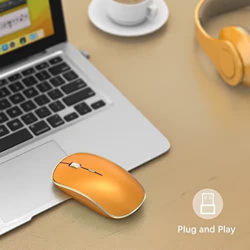 JOYACCESS J 2.4G Wireless Mouse, Soft Click, Silent Travel, 3200 DPI, 5 Adjustment Levels, for Laptop, Mac, PC, Notebook - Orange image