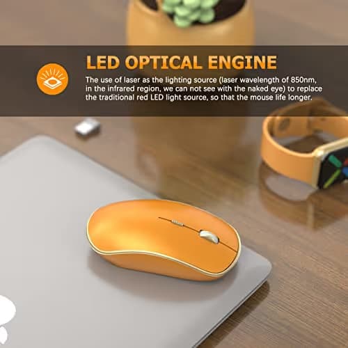 JOYACCESS J 2.4G Wireless Mouse, Soft Click, Silent Travel, 3200 DPI, 5 Adjustment Levels, for Laptop, Mac, PC, Notebook - Orange image