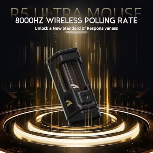 R5Ultra 8K Carbon Fiber Wireless Gaming Mouse with 42000 DPI -PAW3950 MAX Sensor -39g Ultra-Lightweight-Nordic 52840 MCU Chip-Wired/BT/2.4GHz Wirelss Programmable Mouse Tape for PC/Mac (Green) image