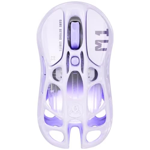 GravaStar Mercury M1 Pro Gaming Mouse, Lightweight Magnesium Alloy, 26,000 DPI, PAW3395DM Sensor, 5 Programmable Buttons, Support Wired/2.4GHz/BT, Up to 200 Hours Battery Life (Lavender Purple) image