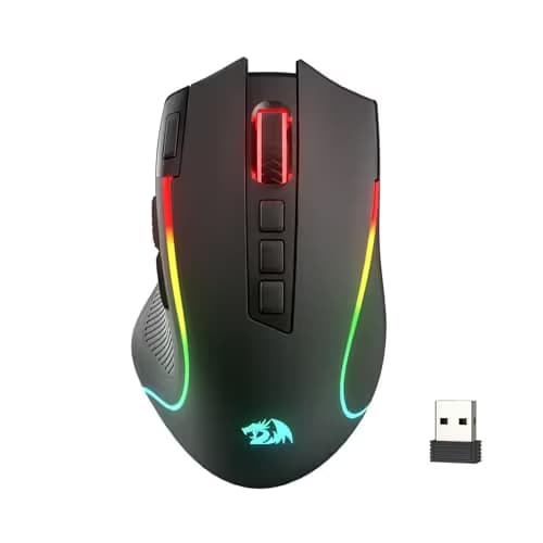 Redragon M612 PRO RGB Gaming Mouse, 8000 DPI Wired/Wireless Optical Mouse with 9 Programmable Buttons & 7 Backlit Modes, BT & 2.4G Wireless, Software Supports DIY Keybinds Rapid Fire Button image