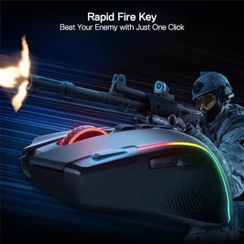 Redragon M612 PRO RGB Gaming Mouse, 8000 DPI Wired/Wireless Optical Mouse with 9 Programmable Buttons & 7 Backlit Modes, BT & 2.4G Wireless, Software Supports DIY Keybinds Rapid Fire Button image