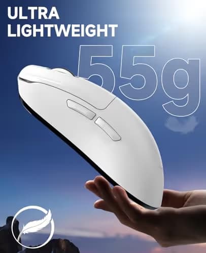 VGN Dragonfly F1 MOBA Wireless Gaming Mouse, 55g Ultralight, PAW3395 26K DPI Optical Sensor, Optimized Tactile Click Feel, Anti-Slip Silver Coating Grip, 4000Hz Polling Supported, Esports Mouse, White image