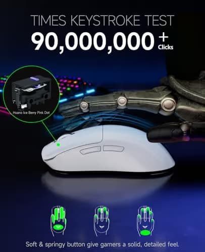 VGN Dragonfly F1 MOBA Wireless Gaming Mouse, 55g Ultralight, PAW3395 26K DPI Optical Sensor, Optimized Tactile Click Feel, Anti-Slip Silver Coating Grip, 4000Hz Polling Supported, Esports Mouse, White image