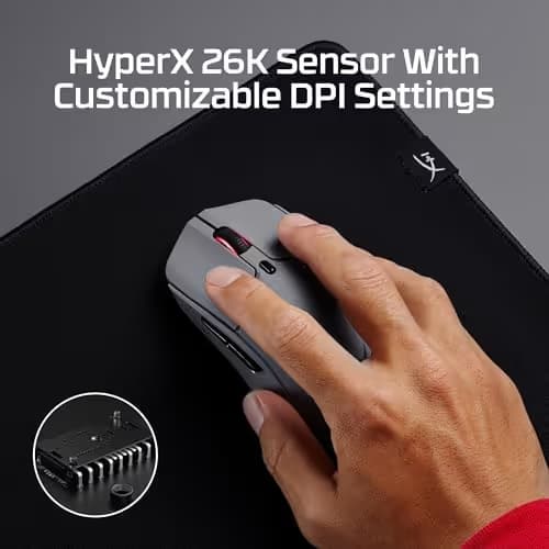 HyperX Pulsefire Haste 2 Pro 4K Wireless Gaming Mouse for PC, 4k Polling, Rechargeable 90 Hour Battery, Lightweight 61g, 26K Sensor, 2.4GHz, Bluetooth, Slate Grey image