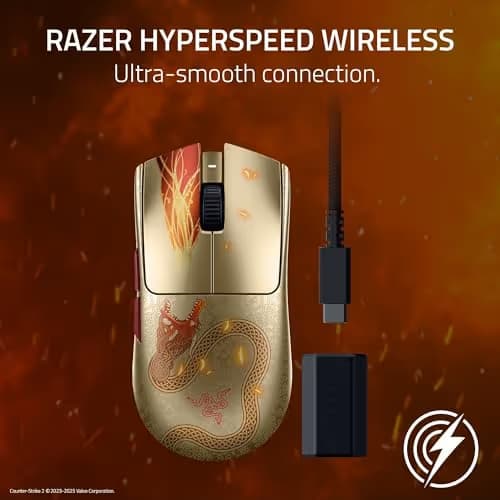 Razer Viper V3 Pro Wireless Esports Gaming Mouse: Symmetrical - 54g - 8K Polling - 35K DPI Optical Sensor - Gen3 Optical Switches - 8 Programmable Controls - 95 Hr Battery - Counter-Strike 2 Edition image