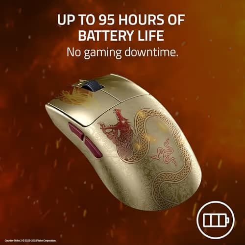 Razer Viper V3 Pro Wireless Esports Gaming Mouse: Symmetrical - 54g - 8K Polling - 35K DPI Optical Sensor - Gen3 Optical Switches - 8 Programmable Controls - 95 Hr Battery - Counter-Strike 2 Edition image