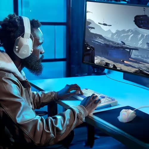 Redragon Gaming Mouse, MMO Gaming Mouse UP 12400 DPI, 19 Macro Programmable Buttons, RGB Mouse with 12 Side Buttons, 8 * 2.4g Weight Tuning for PC Laptop MOBA FPS, White image