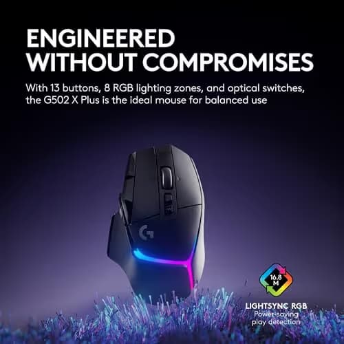 Logitech G502 X Plus Lightspeed Wireless Gaming Mouse + Powerplay 2 Wireless Charging Mouse Pad Bundle - Black image