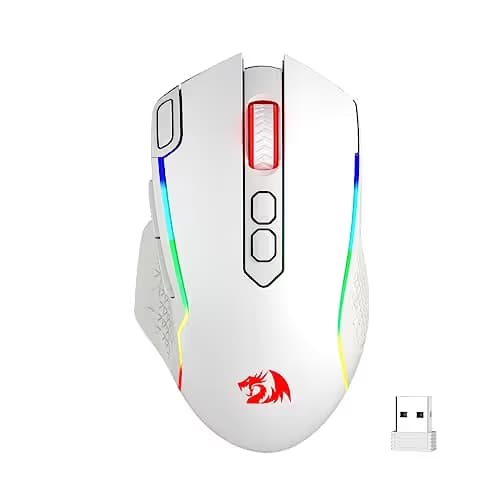 Redragon M810 Pro Wireless Gaming Mouse, 10000 DPI Wired/Wireless Mouse w/Rapid Fire Key, 8 Macro Buttons, 45-Hour Power Capacity and RGB Backlit for PC/Mac/Laptop image
