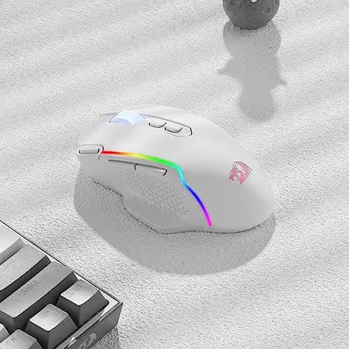 Redragon M810 Pro Wireless Gaming Mouse, 10000 DPI Wired/Wireless Mouse w/Rapid Fire Key, 8 Macro Buttons, 45-Hour Power Capacity and RGB Backlit for PC/Mac/Laptop image