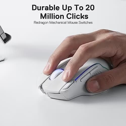 Redragon M810 Pro Wireless Gaming Mouse, 10000 DPI Wired/Wireless Mouse w/Rapid Fire Key, 8 Macro Buttons, 45-Hour Power Capacity and RGB Backlit for PC/Mac/Laptop image